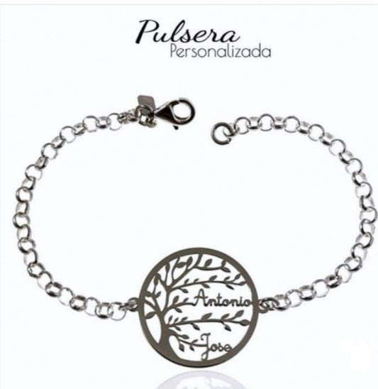 Pulsera Plata Árbol de la Vida Personalizada