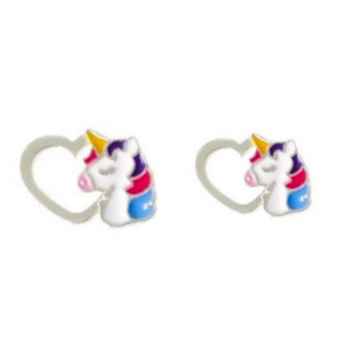 Pendiente plata Unicornio Luna, estrella, corazón