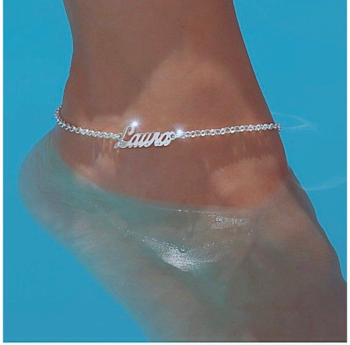 Tobillera de plata Personalizada Nombre