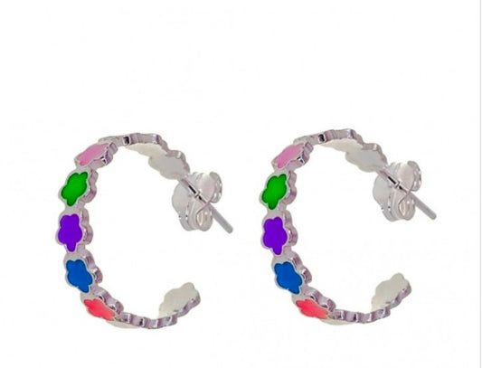 Pendientes de plata Multicolor Esmaltado