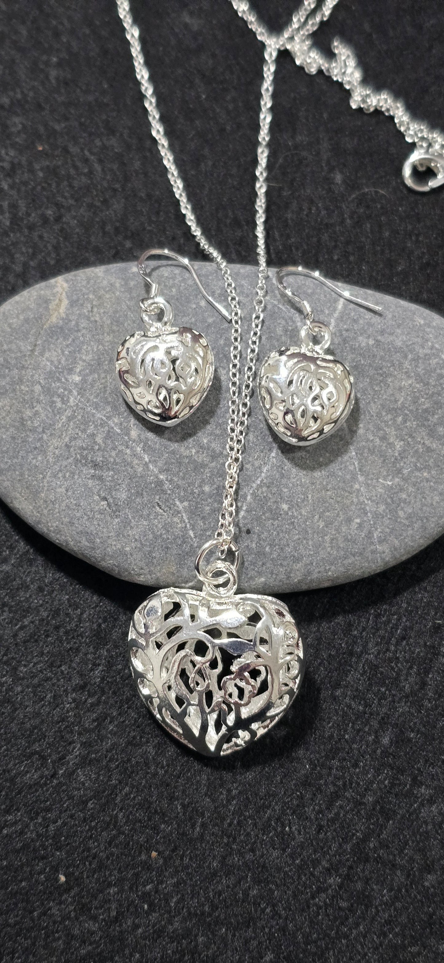 Conjunto Corazon Plata de Ley