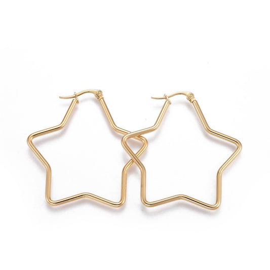 Pendientes de Acero Extra grandes Estrellas