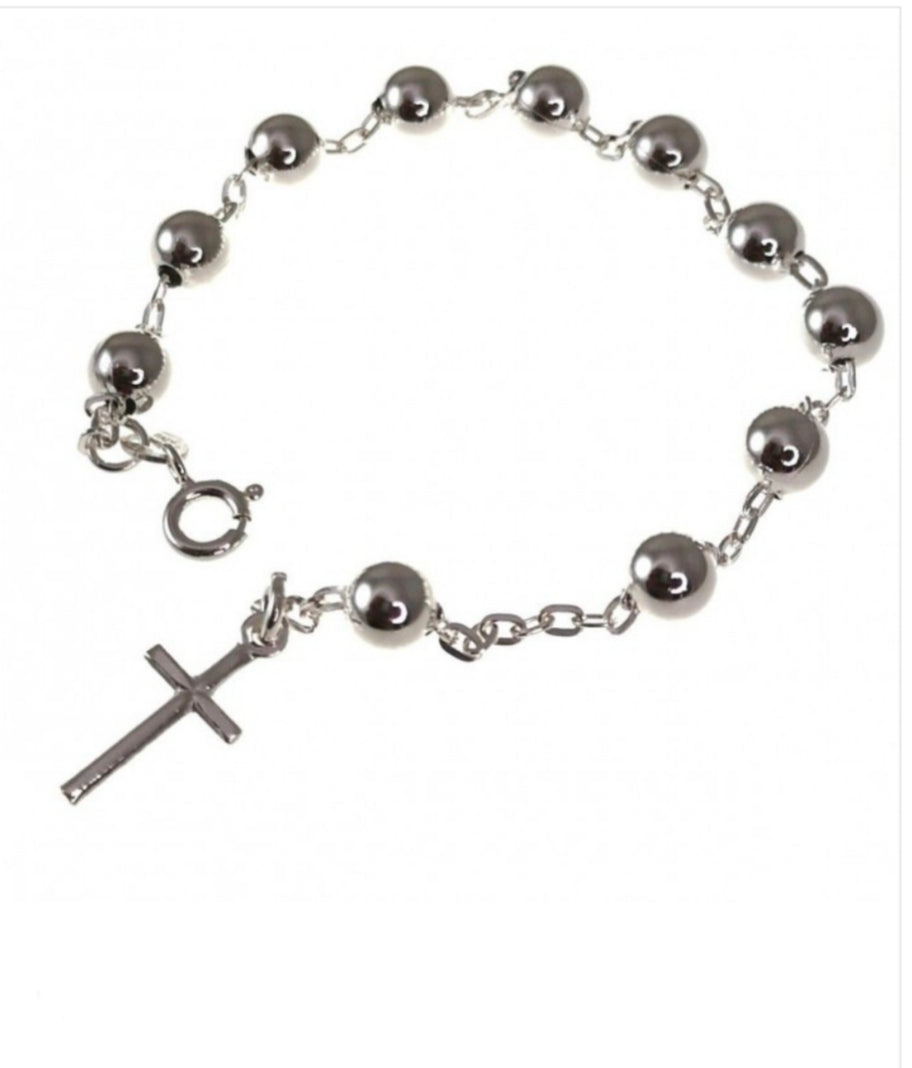 Pulsera de Plata Cruz Rosario