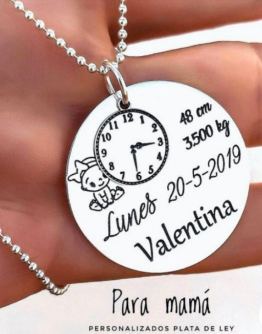 Colgante plata Nacimiento Personalizado