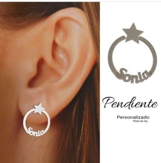 Pendiente plata personalizado Estrella