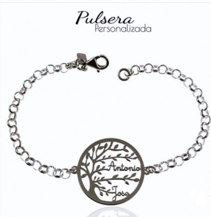 Pulsera Plata Árbol de la Vida Personalizada