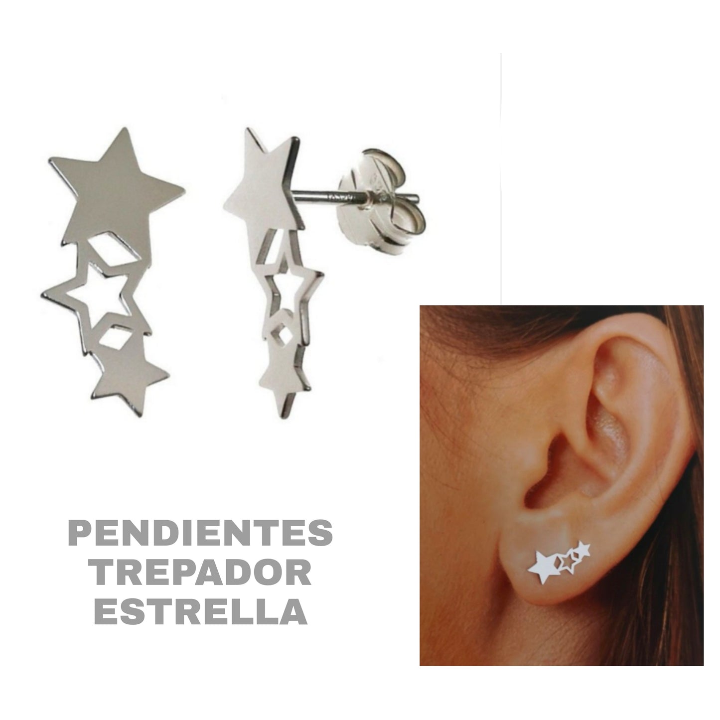Pendientes Plata Trepador Estrella