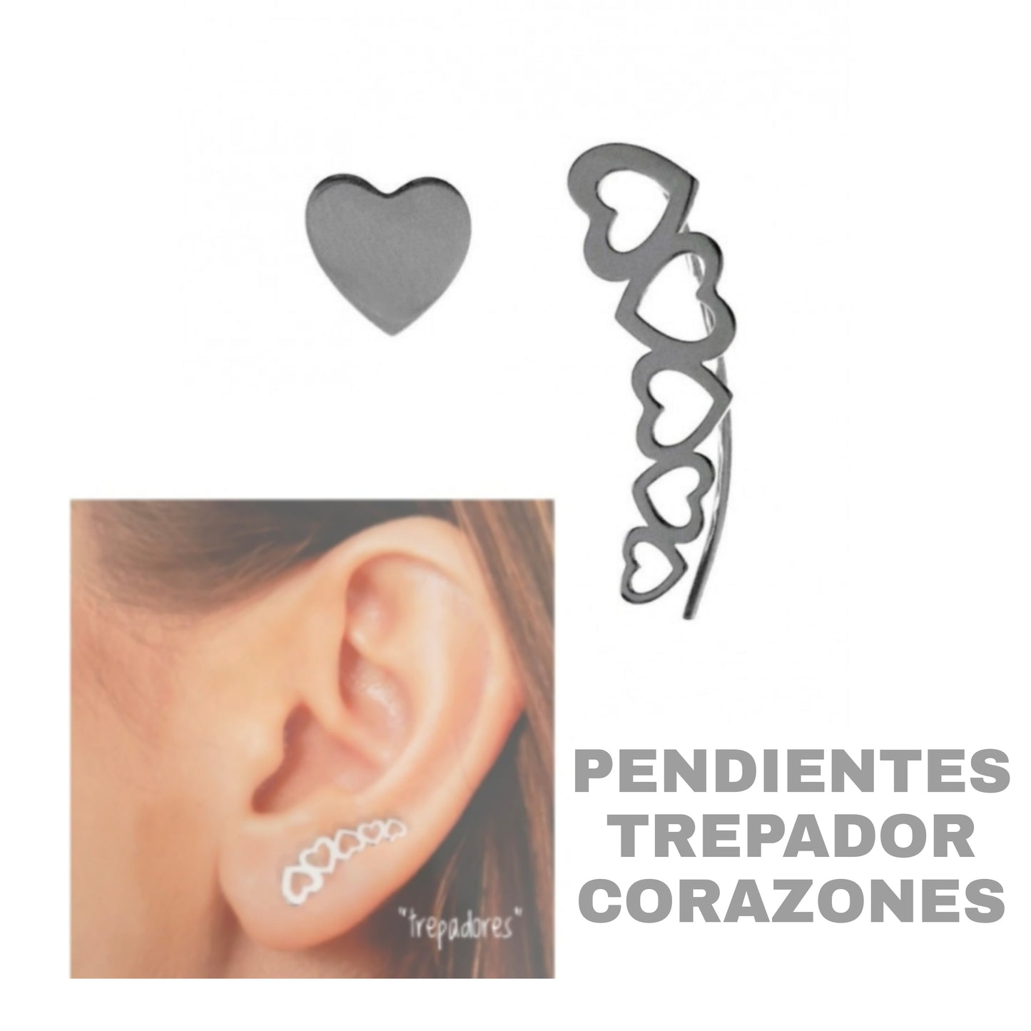Pendientes Plata Trepador Corazones