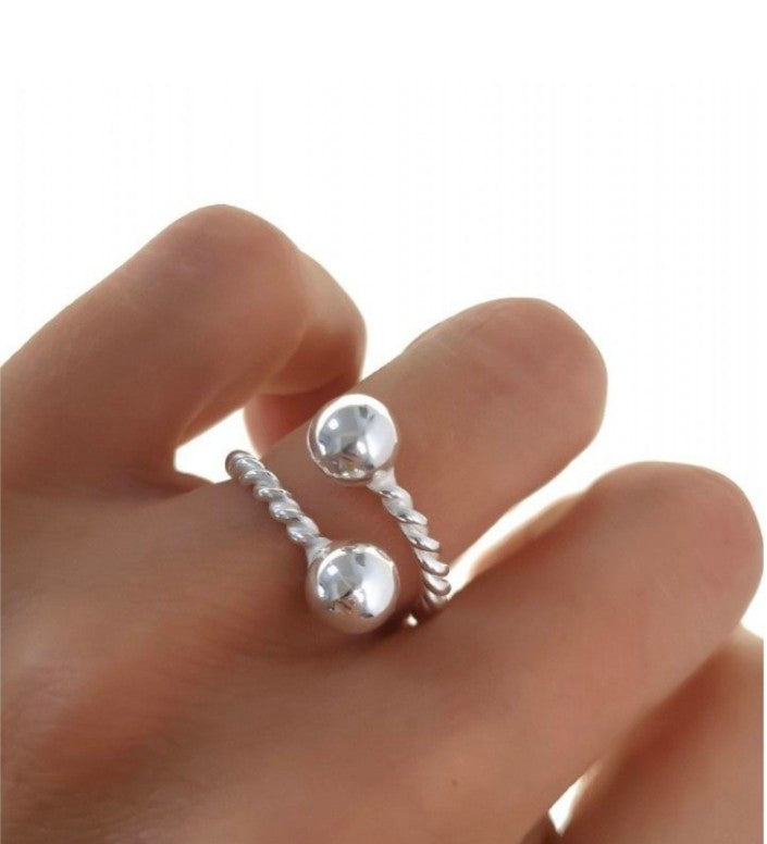 Anillo plata rizado bolas