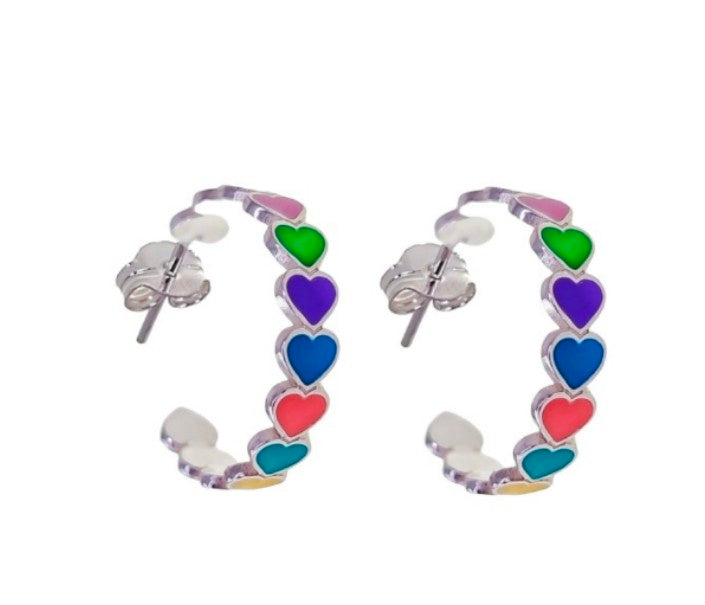 Pendientes de plata Multicolor Esmaltado