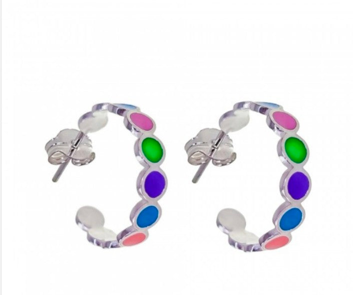 Pendientes de plata Multicolor Esmaltado