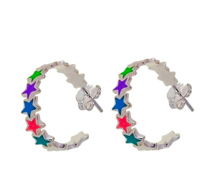 Pendientes de plata Multicolor Esmaltado